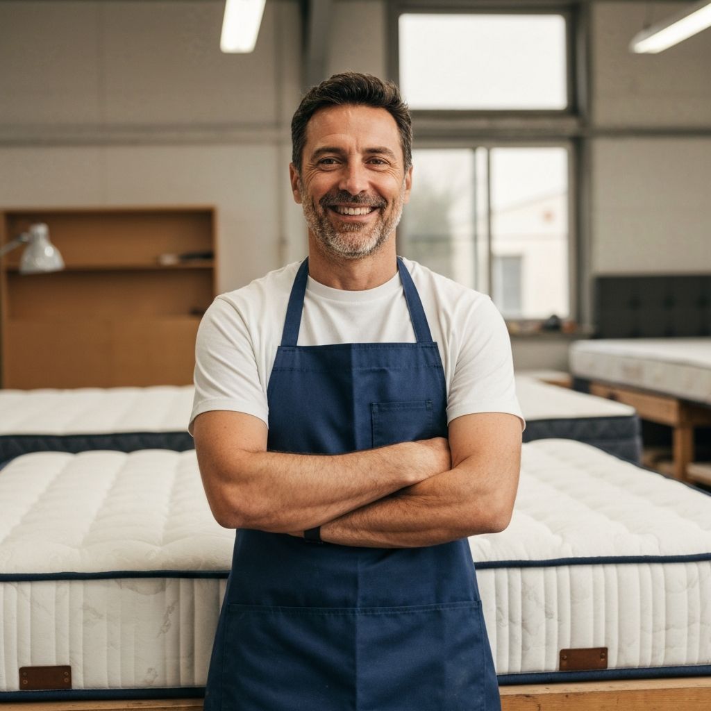 Alaskan King Bed Company master craftsman in North Carolina workshop